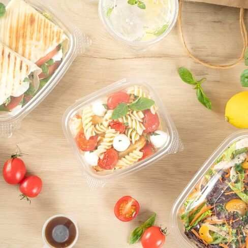 Restaurantware Thermo Tek 24 Ounce Deli Food Containers 100 Anti-Fog Hinged Lid Containers - Freezable Rectangle Clear Plastic To Go Food Containers Disposable in Kuwait