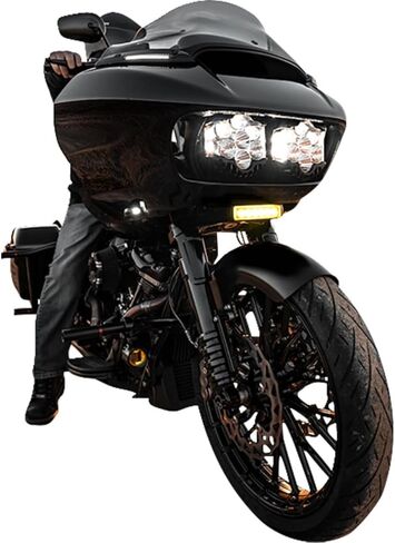 مصباح أمامي LED للأداء القانوني المخصص للشارع من Dynamics® Shark Demon™ متوافق مع Harley Road Glide in Kuwait
