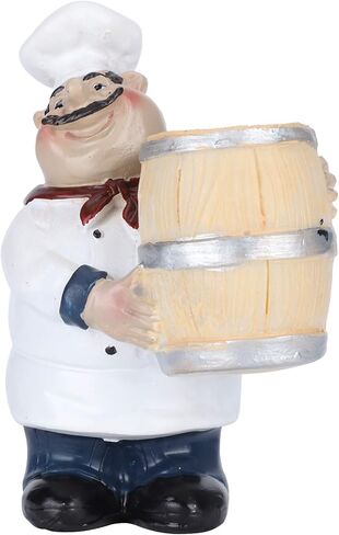 Nunafey Chef Statue حامل أعواد الأسنان، 4.1x3x2.6in لطيف نابض بالحياة تمثال الشيف الرائع، ديكور سطح الطاولة للمطبخ المنزلي للعداد in Kuwait