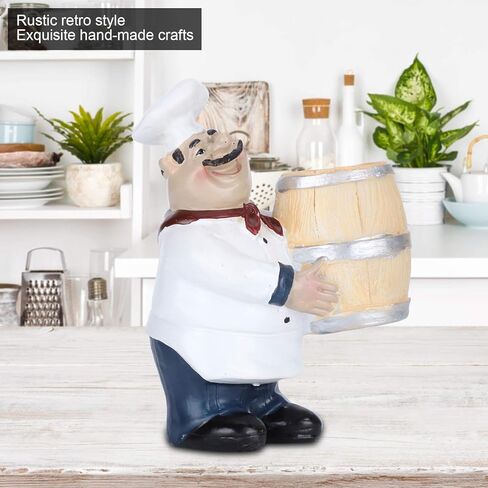 Nunafey Chef Statue حامل أعواد الأسنان، 4.1x3x2.6in لطيف نابض بالحياة تمثال الشيف الرائع، ديكور سطح الطاولة للمطبخ المنزلي للعداد in Kuwait