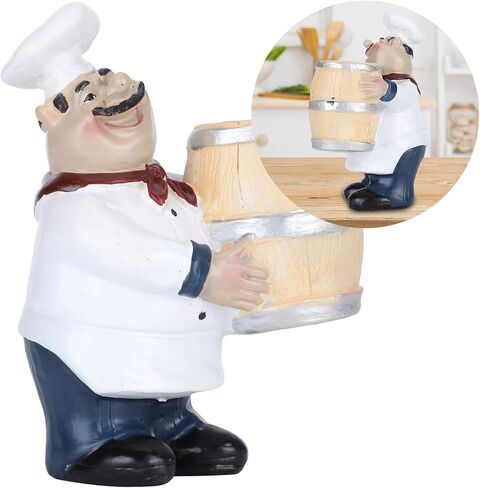 Nunafey Chef Statue حامل أعواد الأسنان، 4.1x3x2.6in لطيف نابض بالحياة تمثال الشيف الرائع، ديكور سطح الطاولة للمطبخ المنزلي للعداد in Kuwait