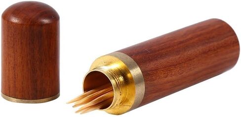 Portable Wood Toothpick Holder, Mini Toothpick Box Pocket Toothpick Holder Wooden Tooth Pick Holder Toothpick Carrying Case Travel Portable Toothpick Dispenser Bucket for Women and Men(#1) in Saudi Arabia