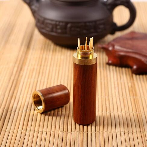 Portable Wood Toothpick Holder, Mini Toothpick Box Pocket Toothpick Holder Wooden Tooth Pick Holder Toothpick Carrying Case Travel Portable Toothpick Dispenser Bucket for Women and Men(#1) in Saudi Arabia
