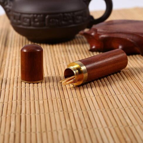 Portable Wood Toothpick Holder, Mini Toothpick Box Pocket Toothpick Holder Wooden Tooth Pick Holder Toothpick Carrying Case Travel Portable Toothpick Dispenser Bucket for Women and Men(#1) in Saudi Arabia