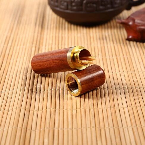 Portable Wood Toothpick Holder, Mini Toothpick Box Pocket Toothpick Holder Wooden Tooth Pick Holder Toothpick Carrying Case Travel Portable Toothpick Dispenser Bucket for Women and Men(#1) in Saudi Arabia