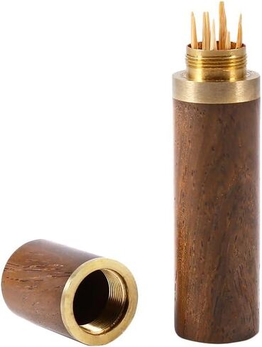 Portable Wood Toothpick Holder, Mini Toothpick Box Pocket Toothpick Holder Wooden Tooth Pick Holder Toothpick Carrying Case Travel Portable Toothpick Dispenser Bucket for Women and Men(#1) in Saudi Arabia