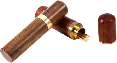 Portable Wood Toothpick Holder, Mini Toothpick Box Pocket Toothpick Holder Wooden Tooth Pick Holder Toothpick Carrying Case Travel Portable Toothpick Dispenser Bucket for Women and Men(#1) in Saudi Arabia