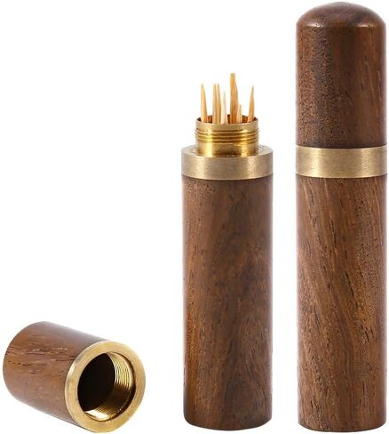 Portable Wood Toothpick Holder, Mini Toothpick Box Pocket Toothpick Holder Wooden Tooth Pick Holder Toothpick Carrying Case Travel Portable Toothpick Dispenser Bucket for Women and Men(#1) in Saudi Arabia