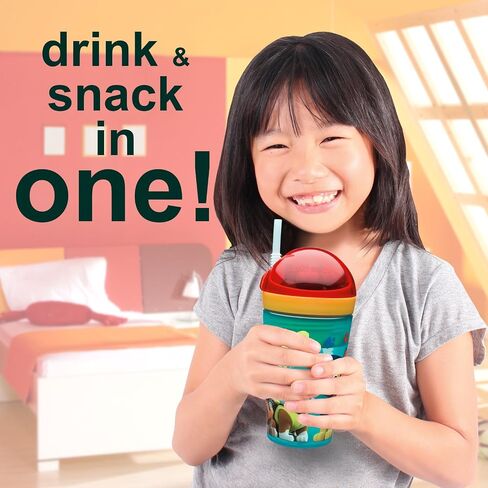 Zak Designs Peppa Pig ZakSnak All-In-One Drink Tumbler + Snack Container For Toddlers – Spill-proof 4oz Snack Container Screws Securely Onto 10oz Tumbler With Accessible Straw, Peppa Pig in Saudi Arabia