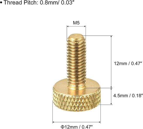 5 قطع من مسامير الإبهام النحاسية المخرشة من uxcell، M5x12mm مثبتات مقابض مسامير مسطحة للإلكترونيات والميكانيكية in Kuwait