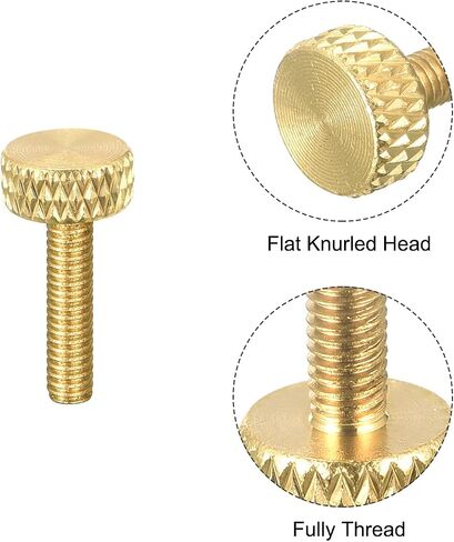 5 قطع من مسامير الإبهام النحاسية المخرشة من uxcell، M5x12mm مثبتات مقابض مسامير مسطحة للإلكترونيات والميكانيكية in Kuwait