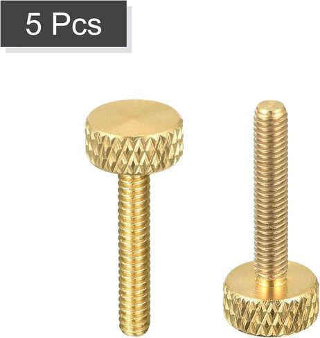 5 قطع من مسامير الإبهام النحاسية المخرشة من uxcell، M5x12mm مثبتات مقابض مسامير مسطحة للإلكترونيات والميكانيكية in Kuwait