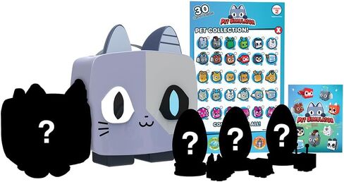 Pet Simulator - حزمة Cyborg Cat Mystery Collector (حقيبة مقاس 9 بوصات مع 8 عناصر، السلسلة 2) [تتضمن المحتوى القابل للتنزيل] in Kuwait