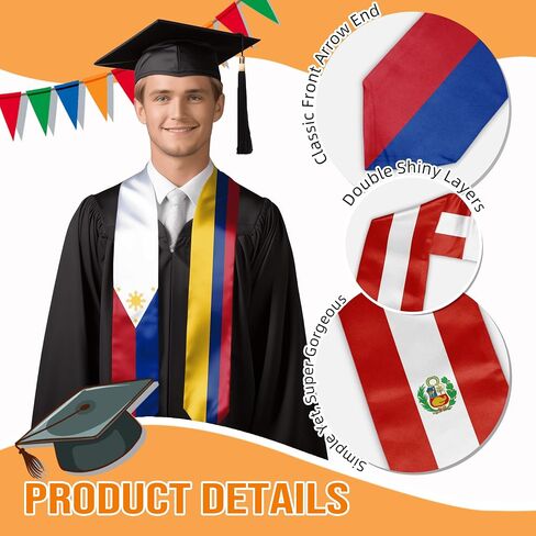 Mixed Country Flag Graduation Stole Sash Graduation Stole Sash Graduation Gift in Saudi Arabia