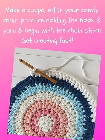 مجموعة أدوات الكروشيه FABRIC n STITCH للمبتدئين من عمر 13 عامًا فما فوق. كروشيه مفرش طاولة وسلة وحقيبة كتف ومحفظة بخيوط تي شيرت مكتنزة. تشتمل المجموعة على كل ما تحتاجه لتجربة الحياكة. in Kuwait