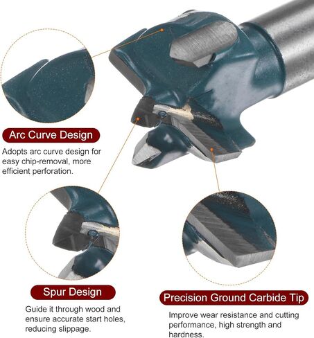 HARFINGTON 2pcs Forstner Drill Bit 38mm (1-1/2") Carbide Forstner Bits Wood Hinge Hole Opener Cutter with Hex Shank for Woodworking Drilling in Saudi Arabia
