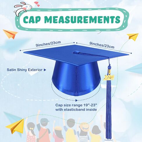 4 قطع قبعة تخرج لرياض الأطفال ومرحلة ما قبل المدرسة مع شرابة 2024 وقبعة تخرج ساحرة للأطفال الأولاد والبنات، أزرق in Kuwait