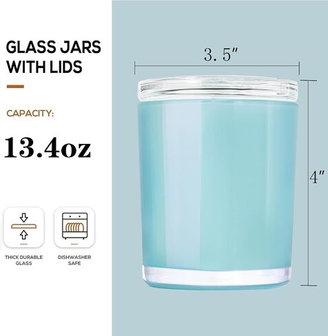 HDKIC 6 Pack Glass Candle Jars,13.4oz White Empty Candle Jars Bulk Candle Containers Jars for Making Candles in Saudi Arabia