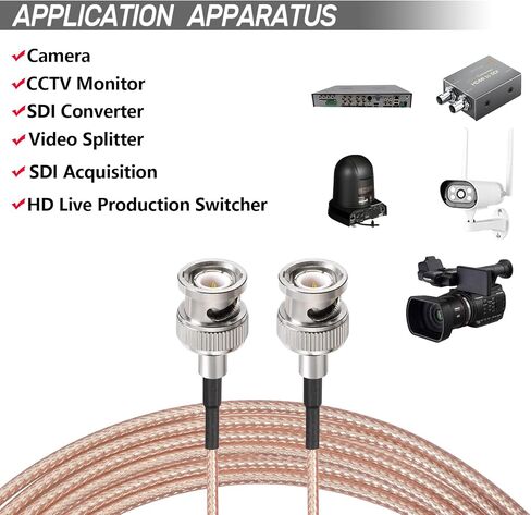 Yuslao 3G HD SDI كابل 1ft BNC كابل 75 أوم مرن SDI كابل الطائر للكاميرات BMCC فيديو CCTV مراقب يدعم HD-SDI 3G-SDI 4K نظام كاميرا المراقبة SDI كابل فيديو 2 حزمة in Kuwait