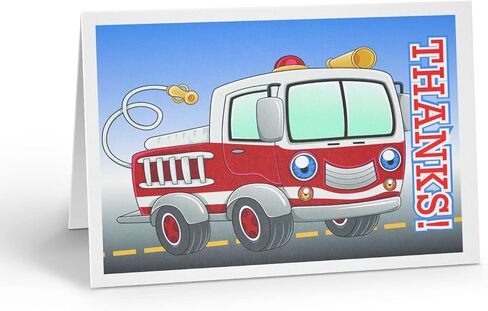 Stonehouse Collection | Fire Truck Thank You Note Card |10 Boxed Cards & Envelopes | USA Made (Standard) in Saudi Arabia
