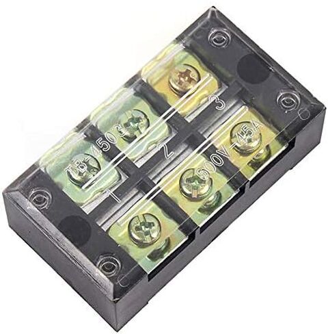 5Pcs 3 Positions Dual Rows 600V 45A Screw Wire Barrier Block Terminal Strip Block TB-4503L with Removable Clear Plastic Insulating Cover in Saudi Arabia