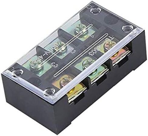 5Pcs 3 Positions Dual Rows 600V 45A Screw Wire Barrier Block Terminal Strip Block TB-4503L with Removable Clear Plastic Insulating Cover in Saudi Arabia