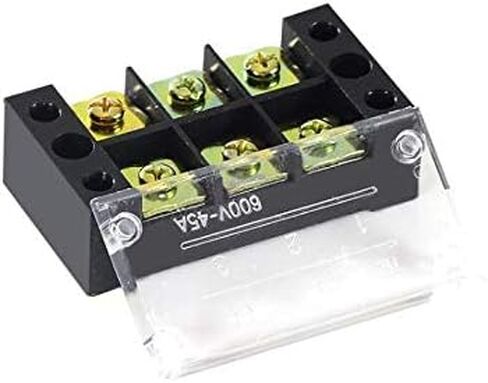 5Pcs 3 Positions Dual Rows 600V 45A Screw Wire Barrier Block Terminal Strip Block TB-4503L with Removable Clear Plastic Insulating Cover in Saudi Arabia