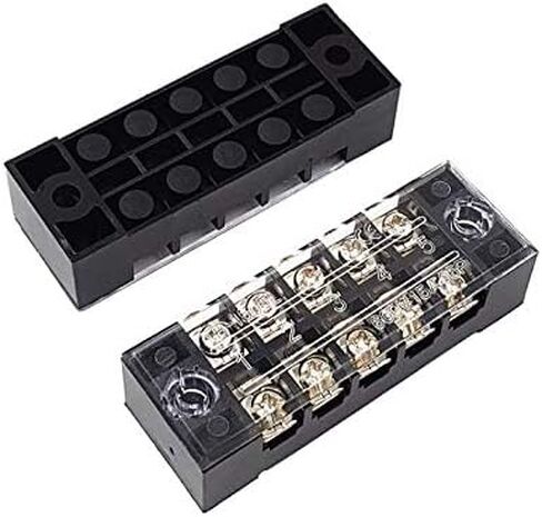 5Pcs 3 Positions Dual Rows 600V 45A Screw Wire Barrier Block Terminal Strip Block TB-4503L with Removable Clear Plastic Insulating Cover in Saudi Arabia