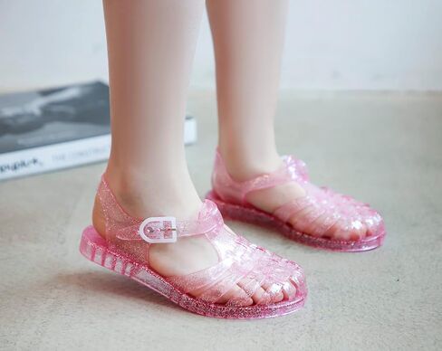 ursloole Toddler Girls Jelly Shoes Soft Unisex-Child Boys Jellies Sandals Rubber Sole Closed Toe Beach Summer Mary Jane Kids Princess Dress Flat in Saudi Arabia
