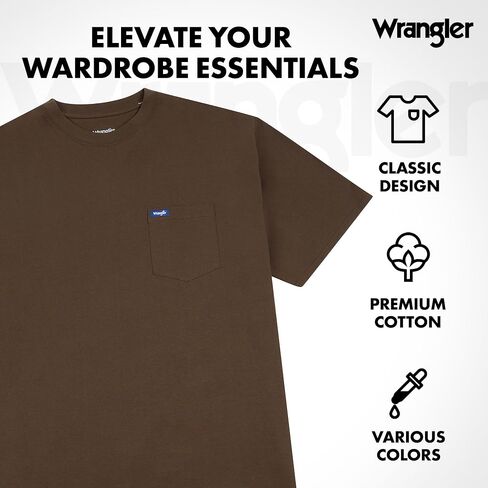 Wrangler T-Shirt Big and Tall - 2 Pack Short Sleeve Cotton Tee with Chest Pocket in Saudi Arabia