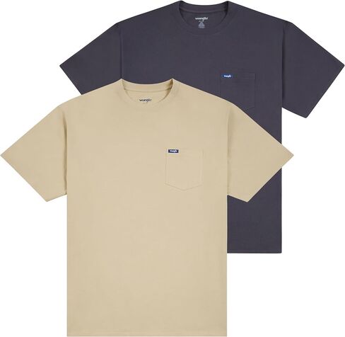 Wrangler T-Shirt Big and Tall - 2 Pack Short Sleeve Cotton Tee with Chest Pocket in Saudi Arabia