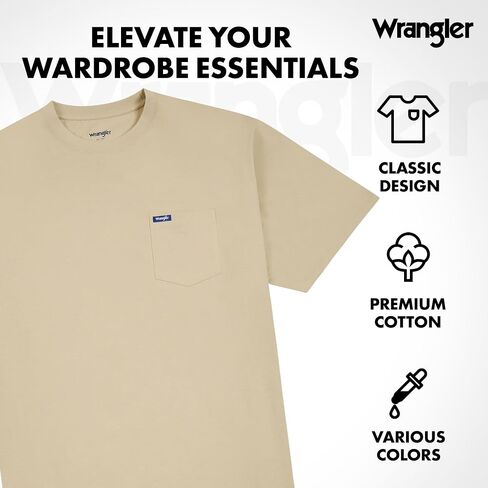 Wrangler T-Shirt Big and Tall - 2 Pack Short Sleeve Cotton Tee with Chest Pocket in Saudi Arabia