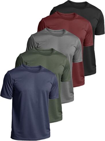 5 Pack Mens Short Sleeve Quick Dry Active Athletic T Shirt Running Gym Workout Tee Tops in Saudi Arabia