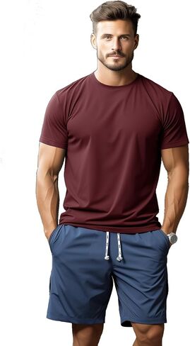 5 Pack Mens Short Sleeve Quick Dry Active Athletic T Shirt Running Gym Workout Tee Tops in Saudi Arabia