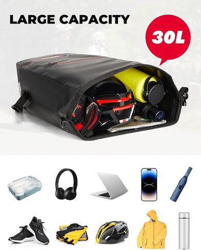 KEMIMOTO 2 Pack Waterproof Pannier for Bicycles, 60L Large Capacity Pannier bag for Bicycles Rear Rack, Easy Setup Bike Pannier, Bike Saddle Bag with Reflective Strip, Shoulder Strap, Black in Saudi Arabia