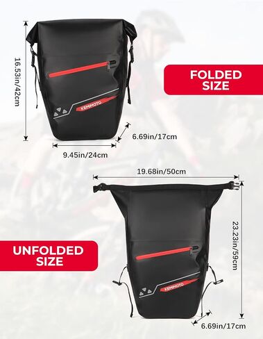 KEMIMOTO 2 Pack Waterproof Pannier for Bicycles, 60L Large Capacity Pannier bag for Bicycles Rear Rack, Easy Setup Bike Pannier, Bike Saddle Bag with Reflective Strip, Shoulder Strap, Black in Saudi Arabia