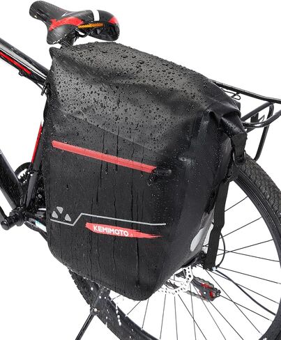 KEMIMOTO 2 Pack Waterproof Pannier for Bicycles, 60L Large Capacity Pannier bag for Bicycles Rear Rack, Easy Setup Bike Pannier, Bike Saddle Bag with Reflective Strip, Shoulder Strap, Black in Saudi Arabia