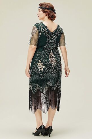 BABEYOND Great Gatsby Dresses for Women Plus Size Cocktail Dress 1920s Flapper Costume for Women Dark Green in Saudi Arabia