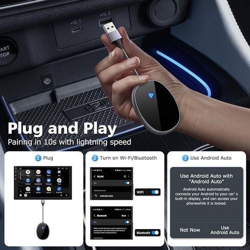 Wireless Android Auto Car Adapter, aa Wireless Android Auto Dongle Bluetooth Adapter 2024 5Ghz WiFi Auto Connect, No Delay Online Update, Plug & Play in Saudi Arabia