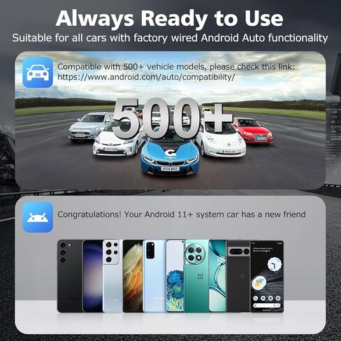 Wireless Android Auto Car Adapter, aa Wireless Android Auto Dongle Bluetooth Adapter 2024 5Ghz WiFi Auto Connect, No Delay Online Update, Plug & Play in Saudi Arabia