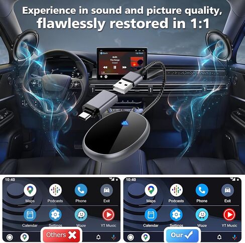 Wireless Android Auto Car Adapter, aa Wireless Android Auto Dongle Bluetooth Adapter 2024 5Ghz WiFi Auto Connect, No Delay Online Update, Plug & Play in Saudi Arabia