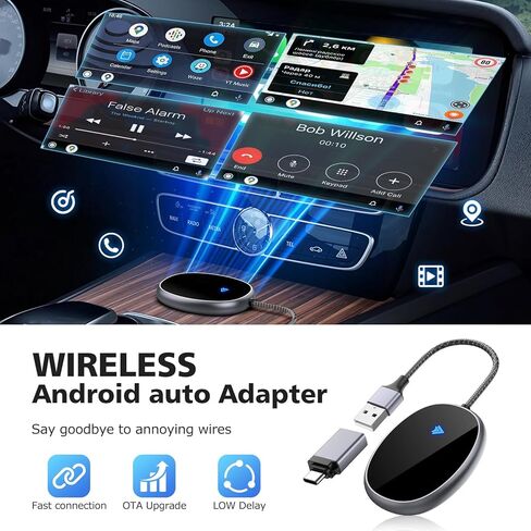 Wireless Android Auto Car Adapter, aa Wireless Android Auto Dongle Bluetooth Adapter 2024 5Ghz WiFi Auto Connect, No Delay Online Update, Plug & Play in Saudi Arabia