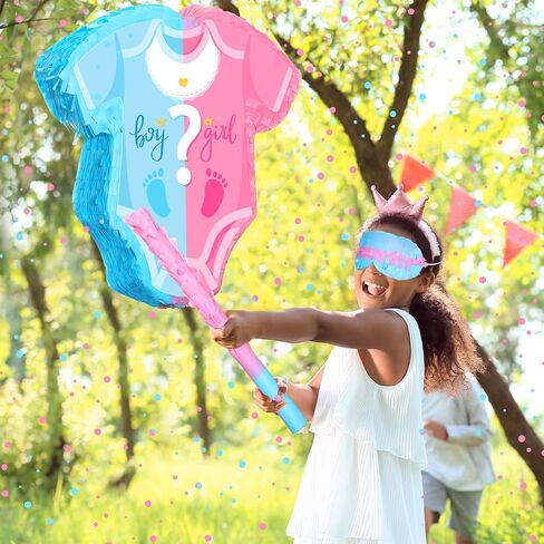 Sratte Baby Pinata Gender Reveal Set with Confetti Pinata Stick and Blindfold Baby Pajama Pinata Pink Blue Girl Gender Reveal Decorations Party Supplies for Boy Baby Shower, 12.6 x 12 Inch in Saudi Arabia