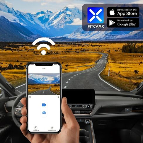 Fitcamx 2K Dual Dash Cam Suitable for Toyota Grand Highlander 2024 XLE Limited Platinum (AS10), OEM Style, Front 1440P+Rear 1080P HD Video, Loop Recording, WiFi & APP, G-Sensor, Easy to Use, 64GB Card in Kuwait