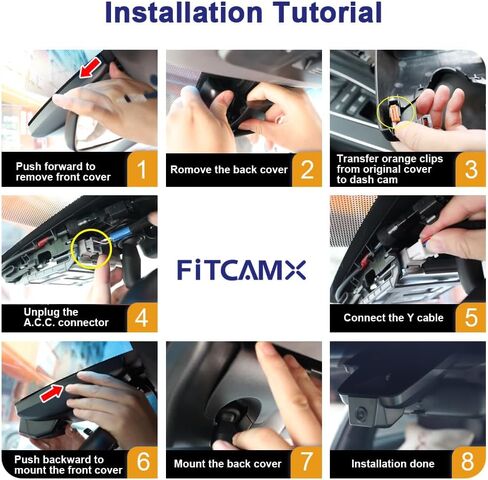 Fitcamx 2K Dual Dash Cam Suitable for Toyota Grand Highlander 2024 XLE Limited Platinum (AS10), OEM Style, Front 1440P+Rear 1080P HD Video, Loop Recording, WiFi & APP, G-Sensor, Easy to Use, 64GB Card in Kuwait