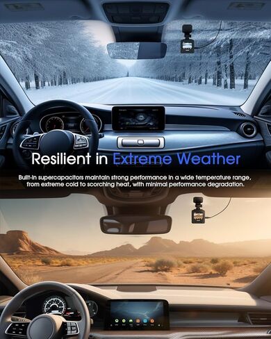 Dash Cam Wi-Fi 2K، بطاقة 64G مجانية، تدعم وحدة GPS الخارجية، كاميرا سيارة صغيرة مع تطبيق، كاميرا أمامية للسيارات، وضع انتظار 24 ساعة، مستشعر G، تسجيل حلقي in Kuwait