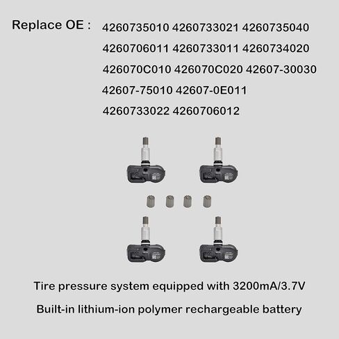 Set of 4 TPMS Tire Pressure Sensors 315MHz Compatible with 2003-2022 Some Lexus Models 2007.9-2015.9 Land Cruiser 2008-2010 Pontiac Vibe Replaces 4260733021 4260733011 426070C010 in Kuwait