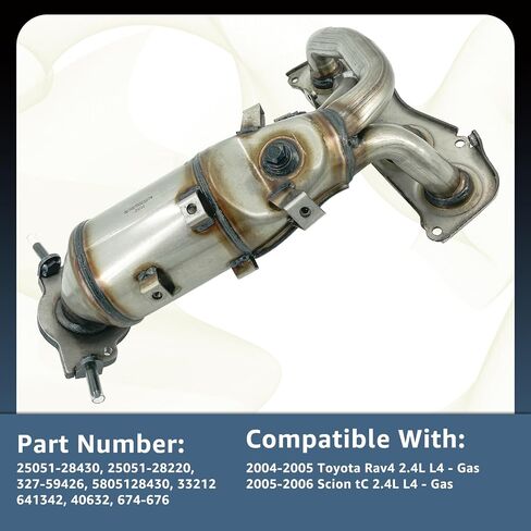 Proxlex Catalytic Converter Assembly Compatible With 2004-2005 Toyota Rav4, 2005-2006 Scion tC 2.4L Replaces# 25051-28430, 25051-28220 in Saudi Arabia