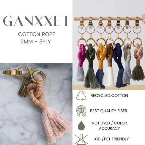 GANXXET Denim Color Macrame Cotton Cord 2mm 3 ply Recycled | 3 Strands x 480 Feet / 160 Yards | Cord for DIY Macrame and Crafts, Wall Hangings, Plant Hangers, Coasters in Saudi Arabia