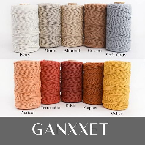 GANXXET Denim Color Macrame Cotton Cord 2mm 3 ply Recycled | 3 Strands x 480 Feet / 160 Yards | Cord for DIY Macrame and Crafts, Wall Hangings, Plant Hangers, Coasters in Saudi Arabia
